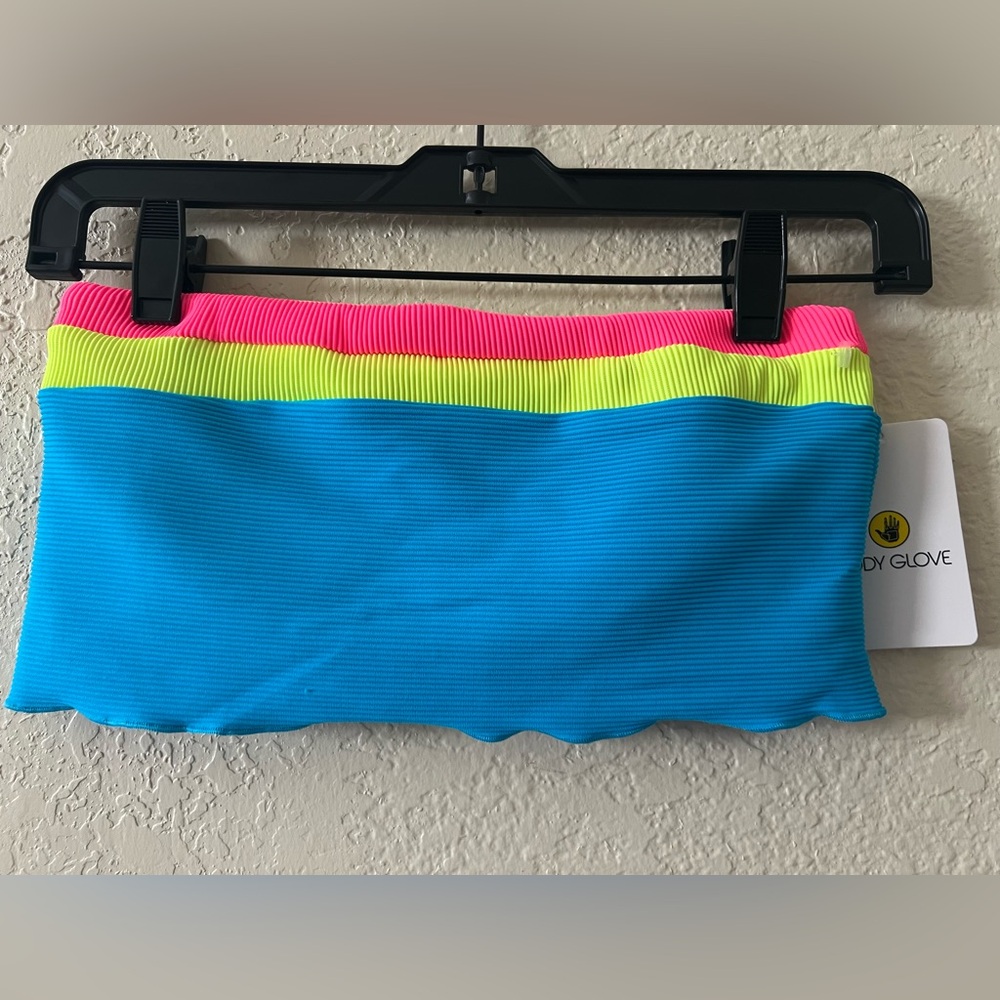 🆕 🩵Body Glove🩷 Pink and Blue Bikini Vibrant Color-Blocking Bandeau - Picture 3 of 6